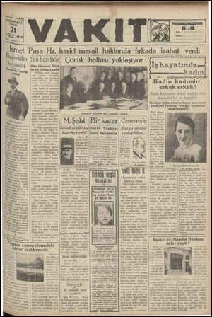 Vakit Gazetesi 21 Nisan 1929 kapağı