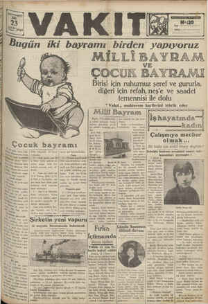 Vakit Gazetesi 23 Nisan 1929 kapağı