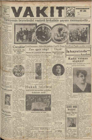 Vakit Gazetesi 26 Nisan 1929 kapağı
