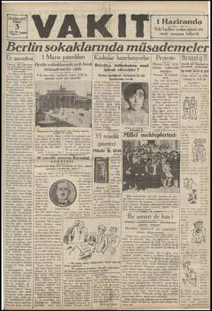 Vakit Gazetesi 3 Mayıs 1929 kapağı
