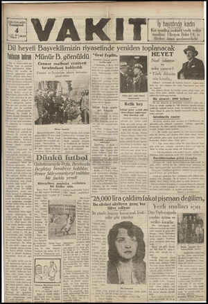 Vakit Gazetesi 4 Mayıs 1929 kapağı