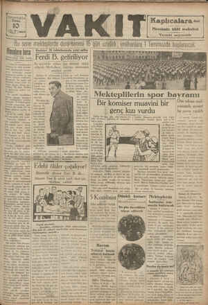 Vakit Gazetesi 10 Mayıs 1929 kapağı