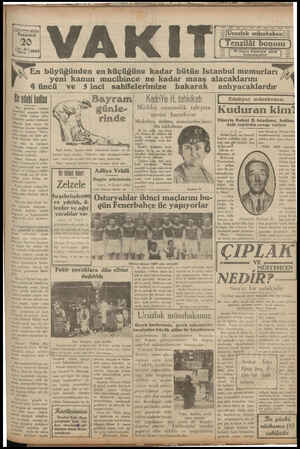 Vakit Gazetesi 20 Mayıs 1929 kapağı