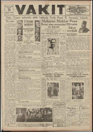 Vakit Gazetesi 31 Mayıs 1929 kapağı