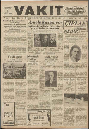 Vakit Gazetesi 1 Haziran 1929 kapağı