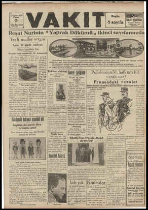 Vakit Gazetesi 9 Haziran 1929 kapağı