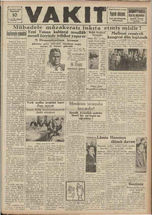 Vakit Gazetesi 10 Haziran 1929 kapağı
