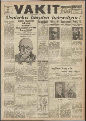 Vakit Gazetesi 11 Haziran 1929 kapağı