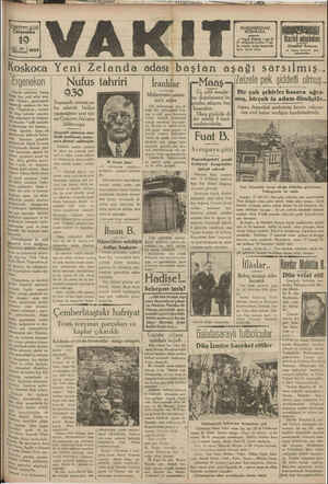 Vakit Gazetesi 19 Haziran 1929 kapağı