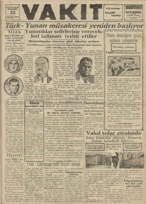 Vakit Gazetesi 20 Haziran 1929 kapağı