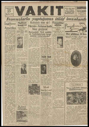 Vakit Gazetesi 23 Haziran 1929 kapağı
