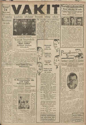 Vakit Gazetesi 24 Haziran 1929 kapağı