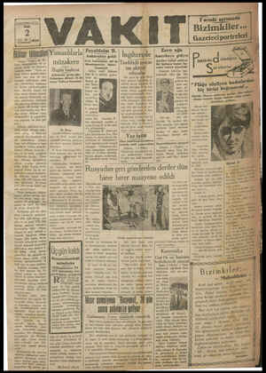 Vakit Gazetesi 2 Temmuz 1929 kapağı