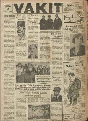 Vakit Gazetesi 3 Temmuz 1929 kapağı