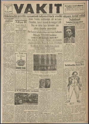 Vakit Gazetesi 7 Temmuz 1929 kapağı