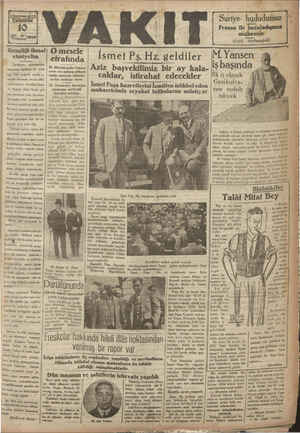 Vakit Gazetesi 10 Temmuz 1929 kapağı