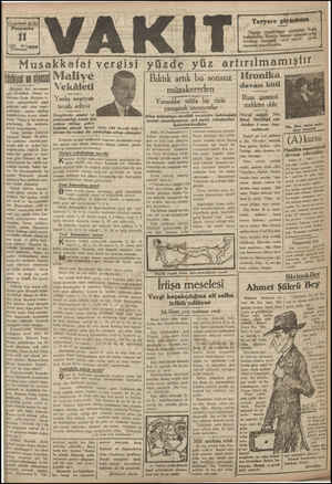 Vakit Gazetesi 11 Temmuz 1929 kapağı