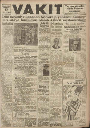 Vakit Gazetesi 13 Temmuz 1929 kapağı