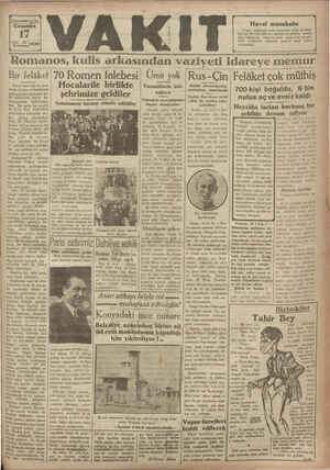 Vakit Gazetesi 17 Temmuz 1929 kapağı