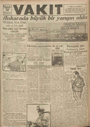 Vakit Gazetesi 20 Temmuz 1929 kapağı