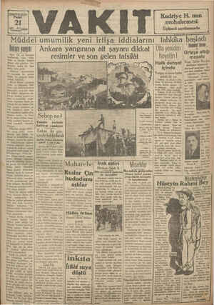 Vakit Gazetesi 21 Temmuz 1929 kapağı