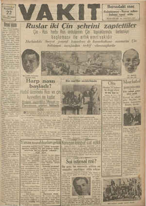 Vakit Gazetesi 22 Temmuz 1929 kapağı