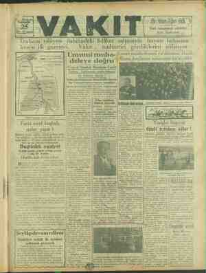Vakit Gazetesi 25 Temmuz 1929 kapağı