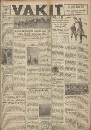 Vakit Gazetesi 27 Temmuz 1929 kapağı