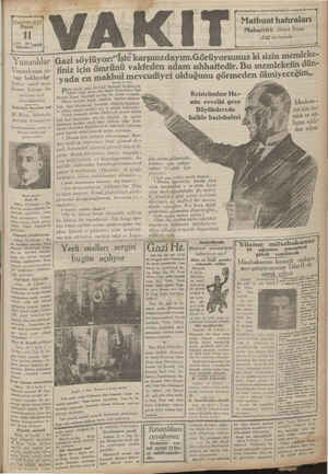 Vakit Gazetesi 11 Ağustos 1929 kapağı