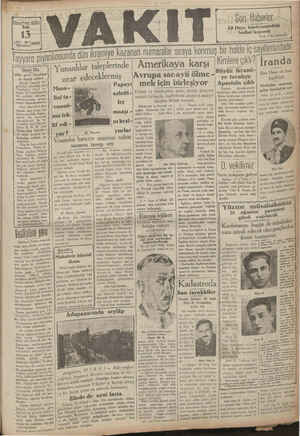 Vakit Gazetesi 13 Ağustos 1929 kapağı