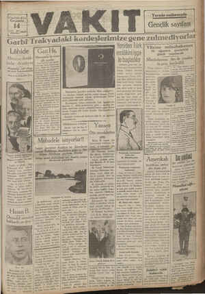 Vakit Gazetesi 14 Ağustos 1929 kapağı