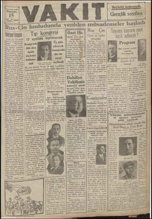 Vakit Gazetesi 15 Ağustos 1929 kapağı