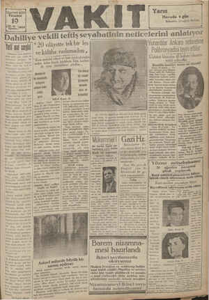 Vakit Gazetesi 19 Ağustos 1929 kapağı