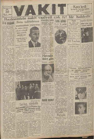 Vakit Gazetesi 20 Ağustos 1929 kapağı