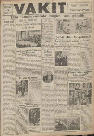 Vakit Gazetesi 24 Ağustos 1929 kapağı