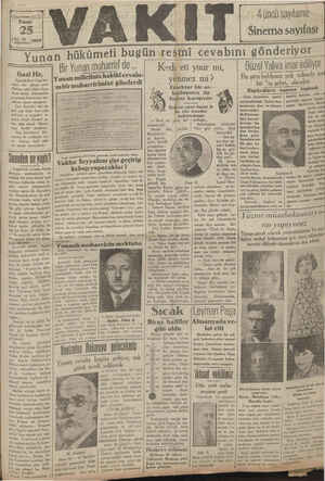 Vakit Gazetesi 25 Ağustos 1929 kapağı