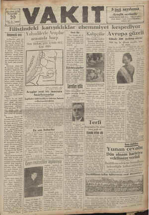 Vakit Gazetesi 29 Ağustos 1929 kapağı