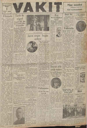 Vakit Gazetesi 1 Eylül 1929 kapağı