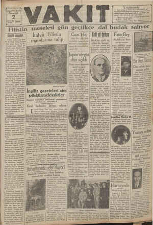 Vakit Gazetesi 2 Eylül 1929 kapağı