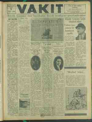 Vakit Gazetesi 8 Eylül 1929 kapağı