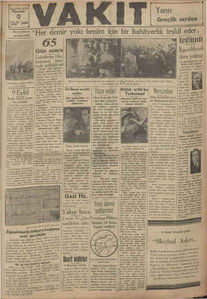 Vakit Gazetesi 9 Eylül 1929 kapağı