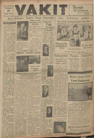 Vakit Gazetesi 11 Eylül 1929 kapağı