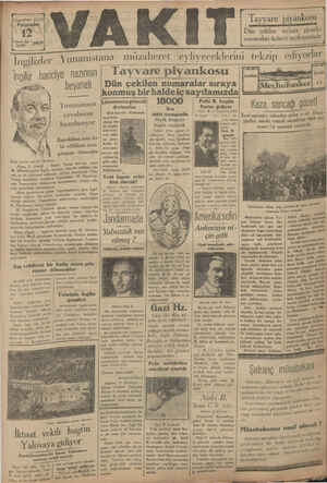 Vakit Gazetesi 12 Eylül 1929 kapağı