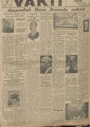 Vakit Gazetesi 15 Eylül 1929 kapağı