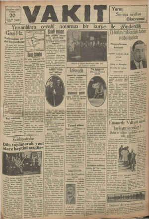 Vakit Gazetesi 20 Eylül 1929 kapağı