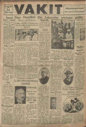 Vakit Gazetesi 24 Eylül 1929 kapağı