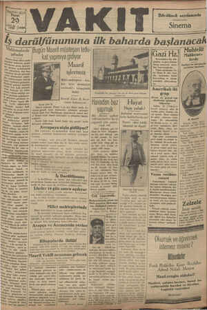 Vakit Gazetesi 29 Eylül 1929 kapağı