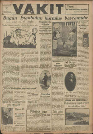 Vakit Gazetesi 6 Ekim 1929 kapağı