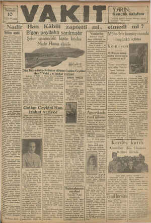 Vakit Gazetesi 10 Ekim 1929 kapağı
