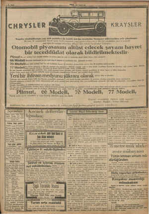    | Seyrisefain | Merkez çceütere Galata Köprü Otomobil Kraysler otonfobillerinin yeni 1930 modelleri ilk irsalâtı fabrika